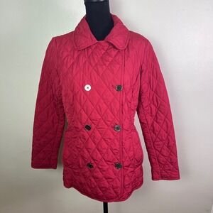 Lands End Quilted Double Breasted Pink Jacket Women's Size S